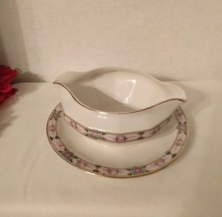 Edwin M.  Knowles China Co.  Semi - Vitreous Gravy/sauce Bowl W Attached Underplate