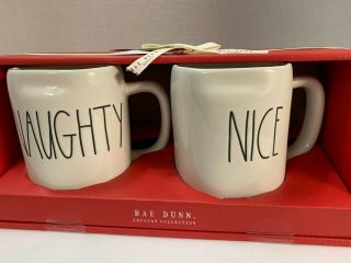 Rae Dunn Set Of 2 Mugs Naughty And Christmas Decor Full Size Mug