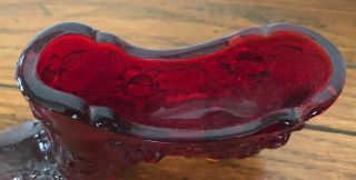 Vintage Fenton Ruby Red Glass Cabbage Rose Shoe Slipper Heel Boot 5