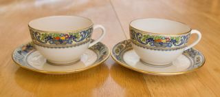 Set Of 2 Lenox The Autumn Black Mark Flat Cup & Saucer Set Coffee Tea