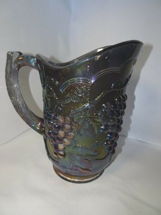 Imperial Grape Smoked Carnival Glass Water Pitcher