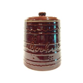 Vintage Marcrest Stoneware Cookie Jar,  Brown Daisy Dot Pattern - Usa
