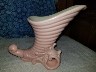 A Deep Pink Vintage Cornucopia Vase - - Marked - - Find