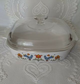 Corning Ware Casserole with Lid Country Festival/ Friendship Blue Bird A - 10 - B 3