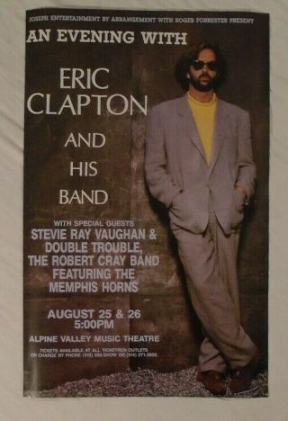 Eric Clapton Stevie Ray Vaughan 90 Tour Poster Last Show Alpine Valley Wisconsin