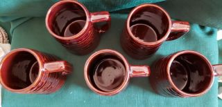 4 Marcrest brown stoneware Daisy & Dot tall mugs steins tankards 2