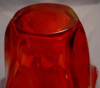 Vintage Murano Art Glass Handkerchief Vase Amberina Bullicante Pontil 5