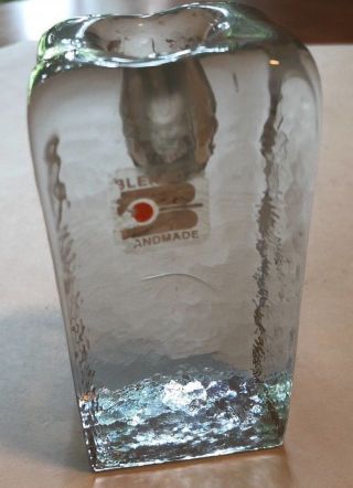 Blenko Art Glass Crystal Ice Cube Block Candle Holder 4 1/2 " Label Mcm Euc Gb