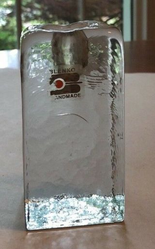 Blenko Art Glass Crystal Ice Cube Block Candle Holder 4 1/2 