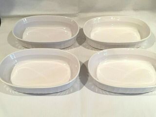 4 Corning Ware French White Oval Mini Casserole Dishes F - 15 - B Augratin Bowls Exc