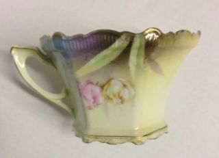 RS Prussia Porcelain Tea Cup Floral Six Sided With Gold Trim 7