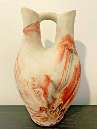 Nemadji Pottery Usa Gorgeous Swirls - Wedding Art Pottery Vase 10.  5” - Signed