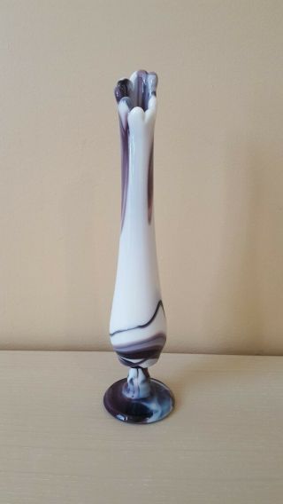 Westmoreland Purple White Amethyst Slag Glass Bud Vase