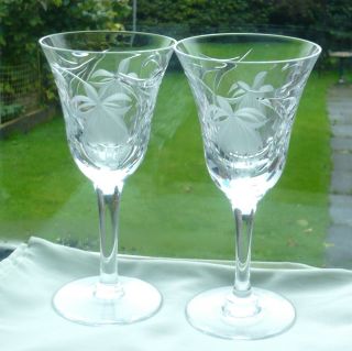 Royal Brierley Crystal Fuchsia 6¾ " Wine Glasses X 2