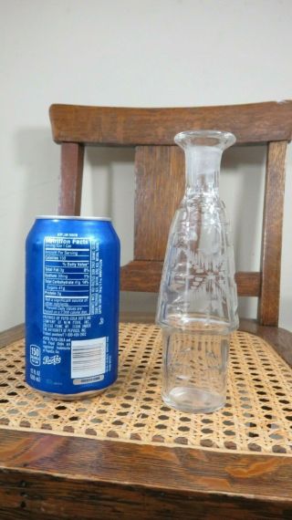 Antique Condiment Castor Stand Cruet Etched Glass Bottle & Stopper
