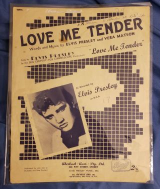 1956 Elvis Presley Sheet Music Love Me Tender Australian