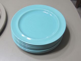 Set Of 8 Furio Stoneware Dinner Plates,  Turquoise,  Japan Almost 11 Inches