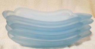 Vintage ' 60s Banana Split Ice Cream Dishes Blue Frosted Glass 2