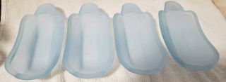Vintage ' 60s Banana Split Ice Cream Dishes Blue Frosted Glass 3