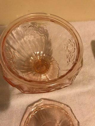 Vintage Pink Depression Glass Candy Dish With Lid 4