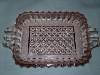 Vintage Pink Depression Glass 30s Candy Relish Dish Rectangle W/handles S/h