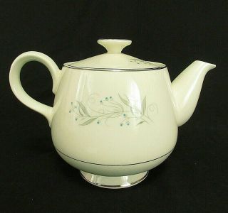 Homer Laughlin Celeste Tea Pot Mid Century Vintage China Blue Dot