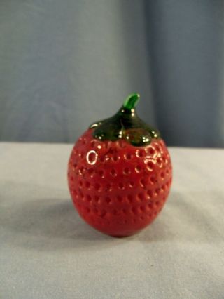 Joe St.  Clair Red Glass Strawberry Shaped Paperweight