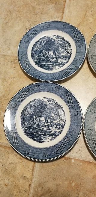 VINTAGE ROYAL CHINA CURRIER AND IVES DINNER PLATES 10 INCHES SET OF 8 PLATES 3