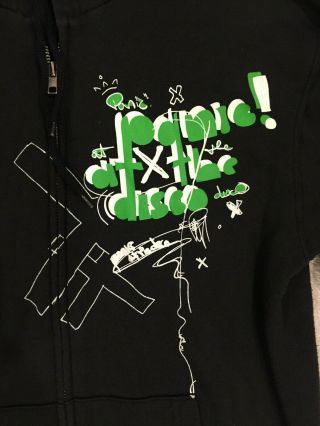 Panic at the Disco VINTAGE Green Graffiti Hoodie SIZE SM Brendon Urie Ryan Ross 2