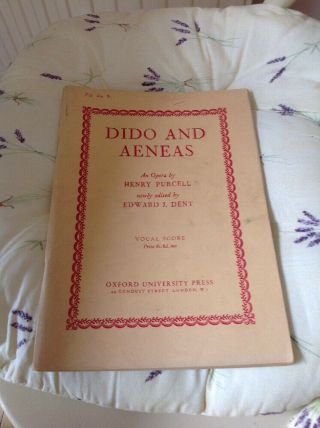 Vintage Dido And Aeneas Purcell Vocal Score Edited By Ej Dent