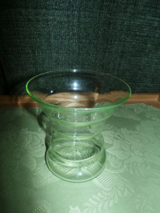 Antique Vintage Green Depression Glass Vaseline Uranium Ribbed Flower Vase