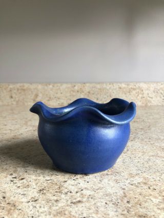 Zanesville Stoneware Pottery Vase Matte Blue Hand Thrown