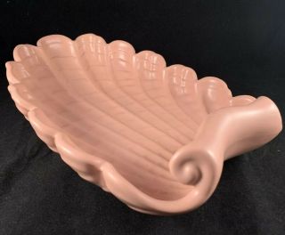 Vintage Abingdon Pink Art Pottery Sea Shell Nautical Low Console Bowl Dish