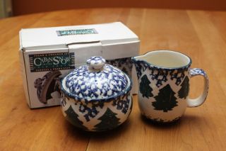 Tienshan Cabin In The Snow Sugar And Creamer Set In The Box 1998