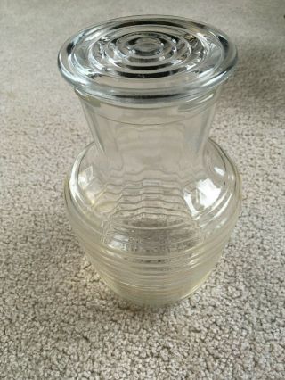 Vintage Juice Carafe & Lid Anchor Hocking Ribbed Clear Glass Beehive Perfect Tea