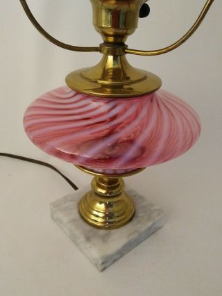 Fenton Cranberry Spiral Optic Opelescent Glass Lamp Vtg Base Only No Shade 5