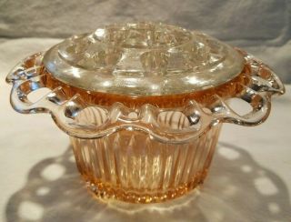 Old Colony Flower Bowl Lace Edge Pink Depression Glass Anchor Hocking W/frog