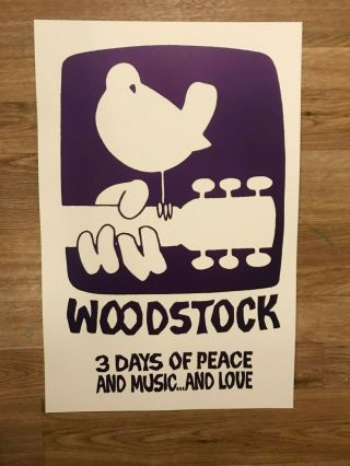 Woodstock Music Festival 1969 White Cardstock Concert Poster 12 " X 18 "