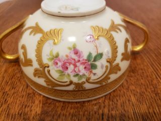 GORGEOUS LIMOGES FRANCE CUP/CREAM SOUP SAUCER ROSES HEAVY GOLD GILT GORGEOUS 3