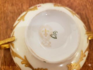 GORGEOUS LIMOGES FRANCE CUP/CREAM SOUP SAUCER ROSES HEAVY GOLD GILT GORGEOUS 5