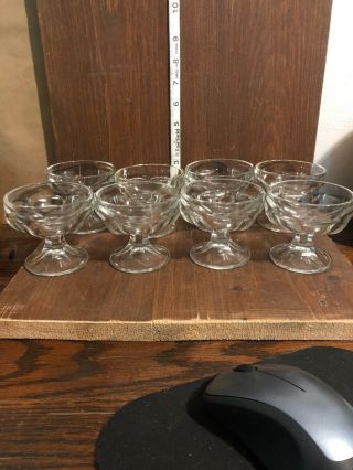 Vintage Clear Glass Ice Cream/dessert Cup Dish Set Of 8