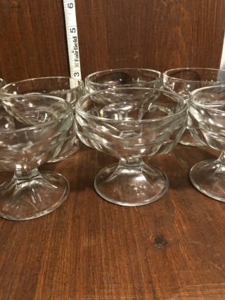 Vintage Clear Glass Ice Cream/Dessert Cup Dish Set Of 8 2