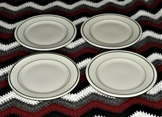 4 - 9 " Plates Buffalo China Restaurant Ware White With Green Stripe