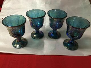 Indiana Glass Iridescent Blue Carnival Harvest Grape Vase 9oz.