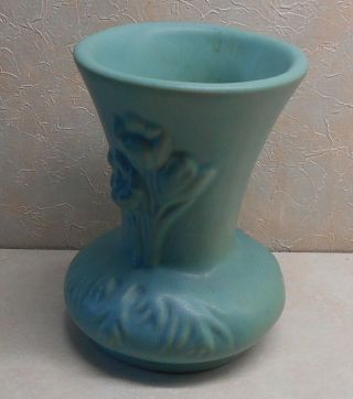 Vintage Van Briggle Turquoise Matte Glaze Tulip Vase Signed Colorado Springs