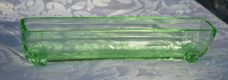 VINTAGE BAGLEY? ART DECO URANIUM GREEN ART GLASS POSY TROUGH VASE 3