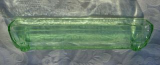 VINTAGE BAGLEY? ART DECO URANIUM GREEN ART GLASS POSY TROUGH VASE 5