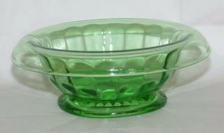 Vintage Green Depression Vaseline Glass Ribbed Rolled Edge Candy Dish Bowl 6 " Dia
