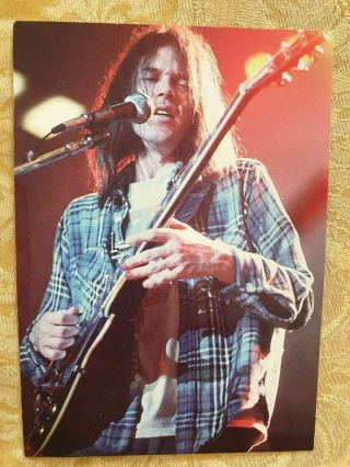 Rare Vintage Neil Young Uk Post Card Photo By Van Houten Unposted