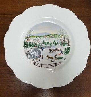 Atlas China Grandma Moses Scallop A Dinner Plate Out For The Christmas Tree